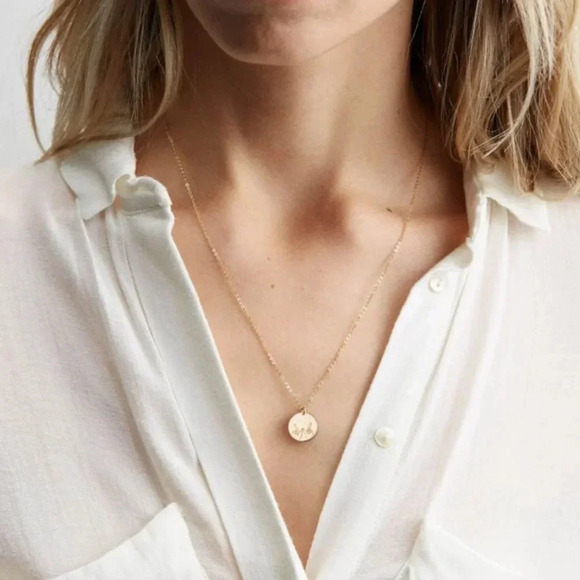 "Whatever" Sign Language Gold Charm Disc Necklace - Picture 3 of 9